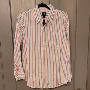 NWT Gap Linen Blend Button Up Top